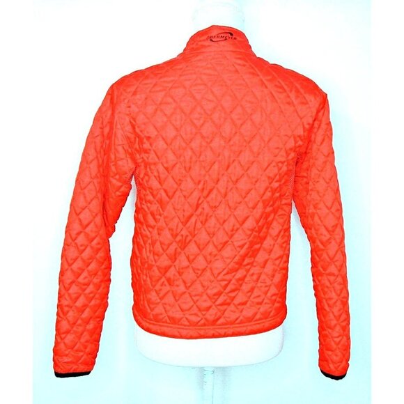 Womens Obermeyer Red Quilted Jacket Black Trim Gold Hardware Pockets Size 6 - Picture 2 of 12